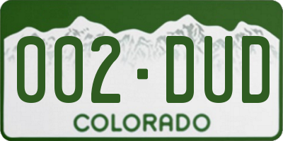 CO license plate 002DUD