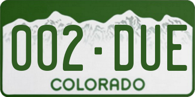 CO license plate 002DUE