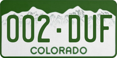 CO license plate 002DUF