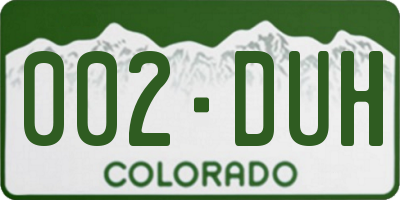 CO license plate 002DUH