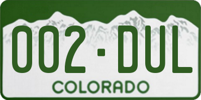 CO license plate 002DUL