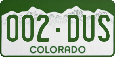 CO license plate 002DUS