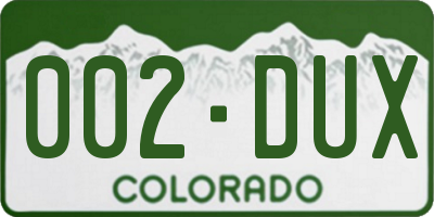 CO license plate 002DUX