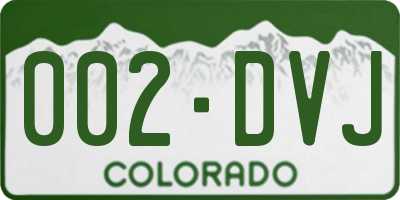CO license plate 002DVJ