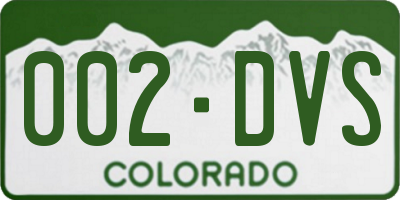 CO license plate 002DVS