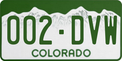 CO license plate 002DVW