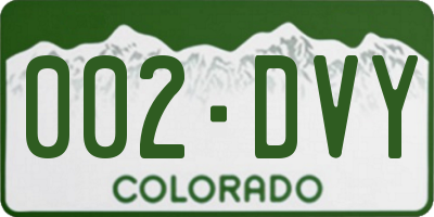 CO license plate 002DVY