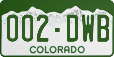 CO license plate 002DWB