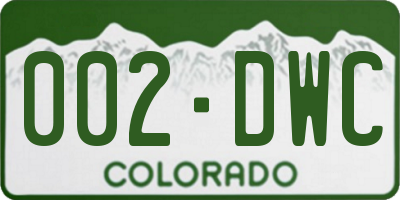 CO license plate 002DWC