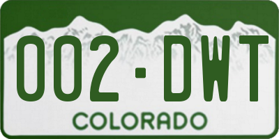 CO license plate 002DWT