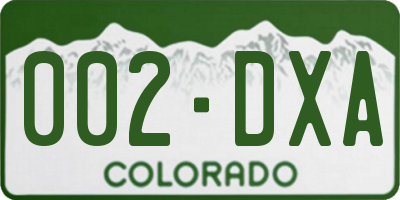 CO license plate 002DXA