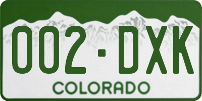 CO license plate 002DXK