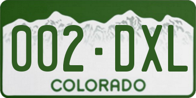 CO license plate 002DXL