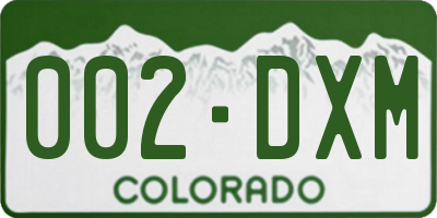 CO license plate 002DXM