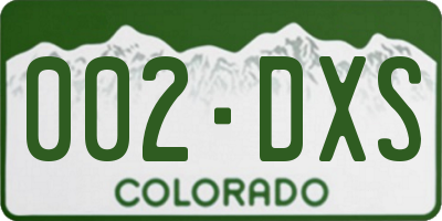 CO license plate 002DXS