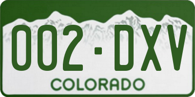 CO license plate 002DXV