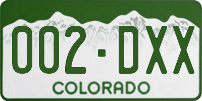 CO license plate 002DXX