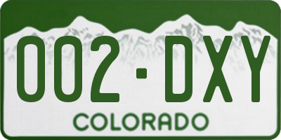 CO license plate 002DXY