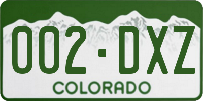 CO license plate 002DXZ