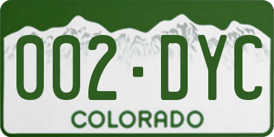 CO license plate 002DYC