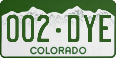 CO license plate 002DYE