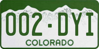 CO license plate 002DYI