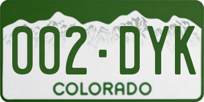 CO license plate 002DYK