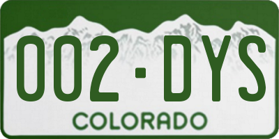 CO license plate 002DYS