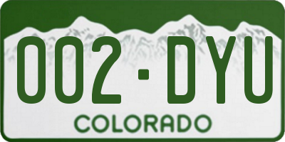 CO license plate 002DYU