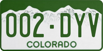 CO license plate 002DYV