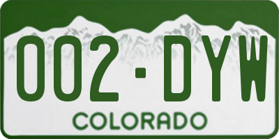 CO license plate 002DYW