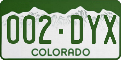 CO license plate 002DYX