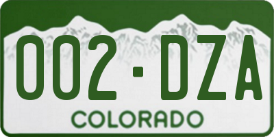 CO license plate 002DZA