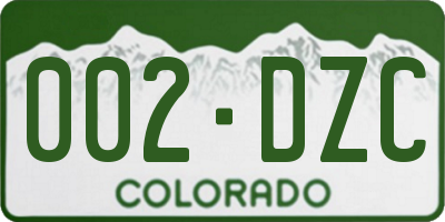 CO license plate 002DZC