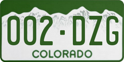 CO license plate 002DZG