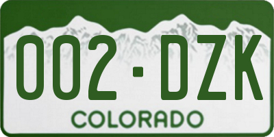 CO license plate 002DZK