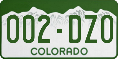 CO license plate 002DZO