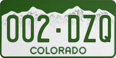 CO license plate 002DZQ