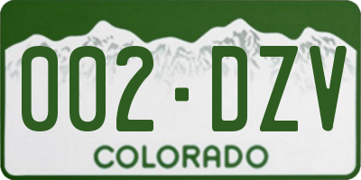 CO license plate 002DZV
