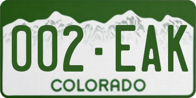 CO license plate 002EAK