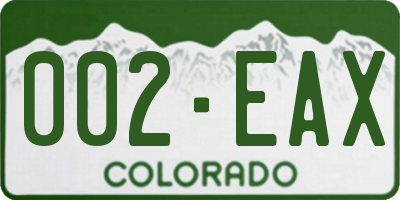 CO license plate 002EAX