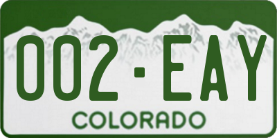 CO license plate 002EAY