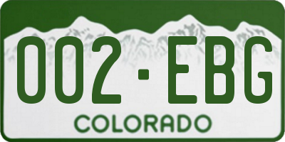 CO license plate 002EBG