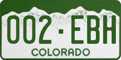CO license plate 002EBH