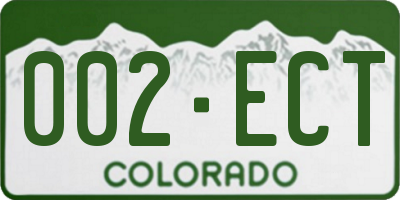 CO license plate 002ECT