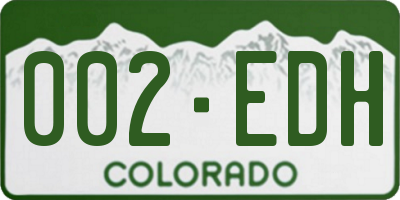 CO license plate 002EDH
