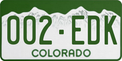CO license plate 002EDK