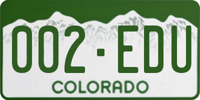 CO license plate 002EDU