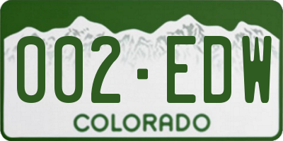 CO license plate 002EDW