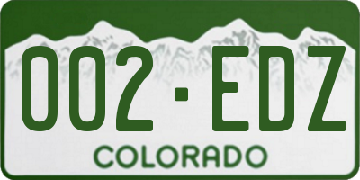 CO license plate 002EDZ